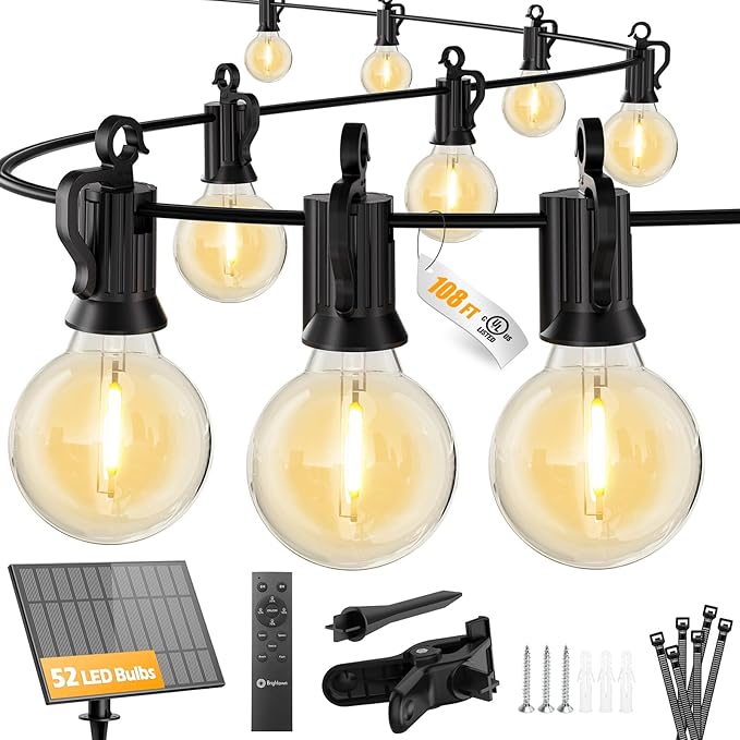Brightown 108FT 52 LED Solar String Lights Outdoor by Brightown