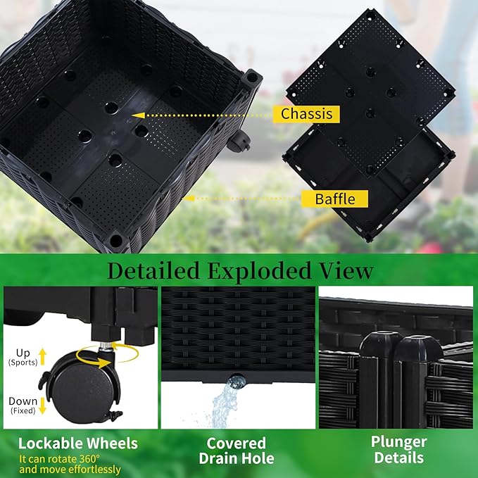 Planter Box with Trellis Outdoor, 57in Plastic Raised Garden Bed with Trellis - Image 7