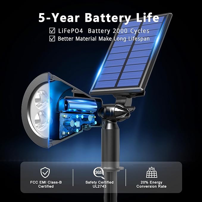 Solar Lights Outdoor Waterproof IP65, 6500K Super Bright LED, 2 Lighting Modes - Image 3