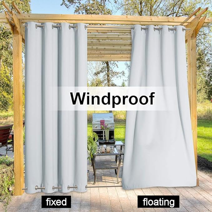 NICETOWN 2 Panels Greyish White Privacy Outdoor Curtains - Image 5