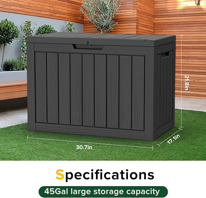 EasyUp 45 Gallon Outdoor Storage Box Waterproof, UV Resistant Deck Box Outdoor - Image 2