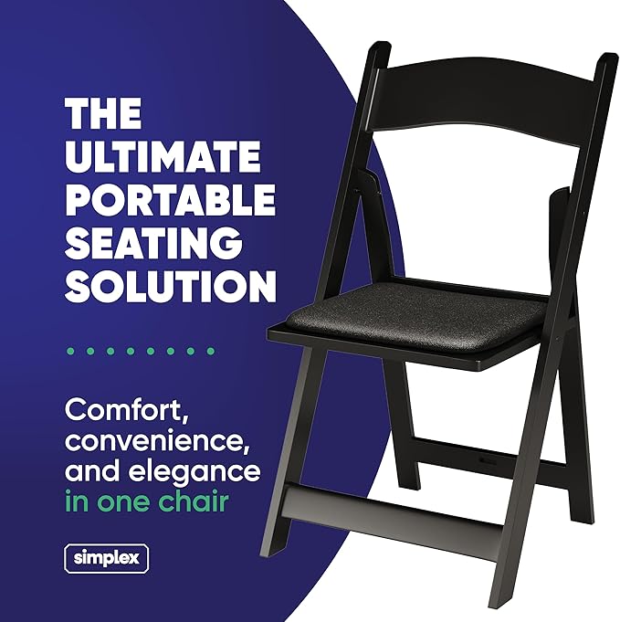 SIMPLEX 8 Black Resin Stackable Folding Chair - Image 3