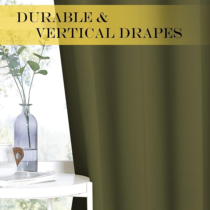 NICETOWN Olive Green Blackout Curtains - Image 4