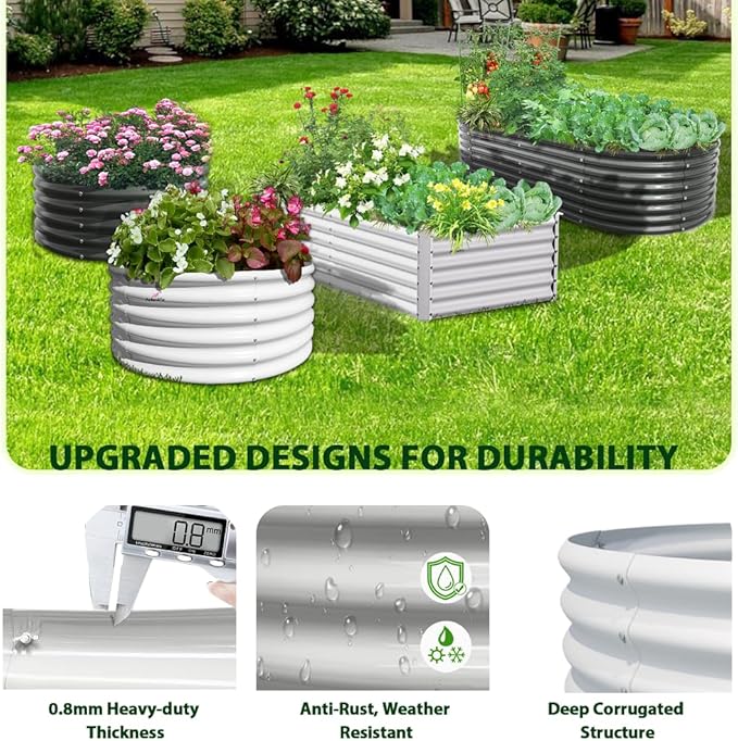 A ANLEOLIFE 8x4x2ft Galvanized Raised Garden Bed Kit, Oval Metal Deep Root - Image 5