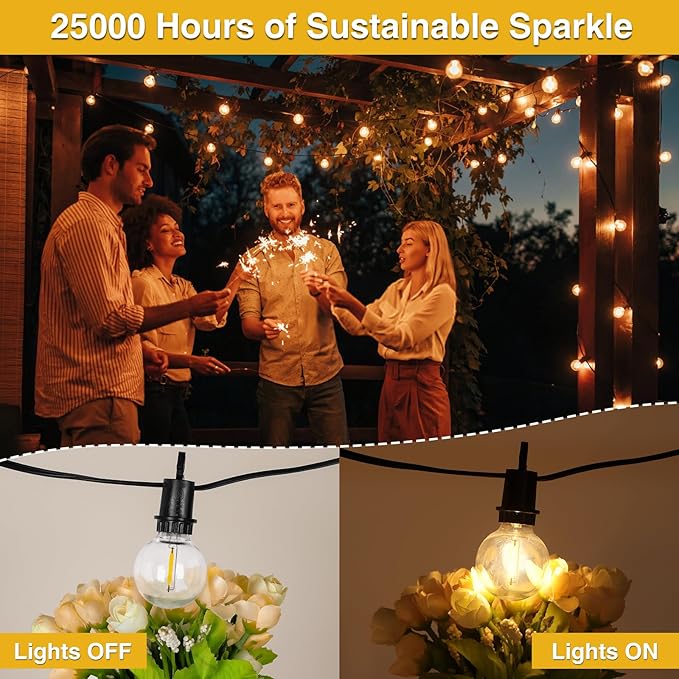 ZJOJO 200FT Outdoor String Lights, G40 Globe Outdoor Lights - Image 2
