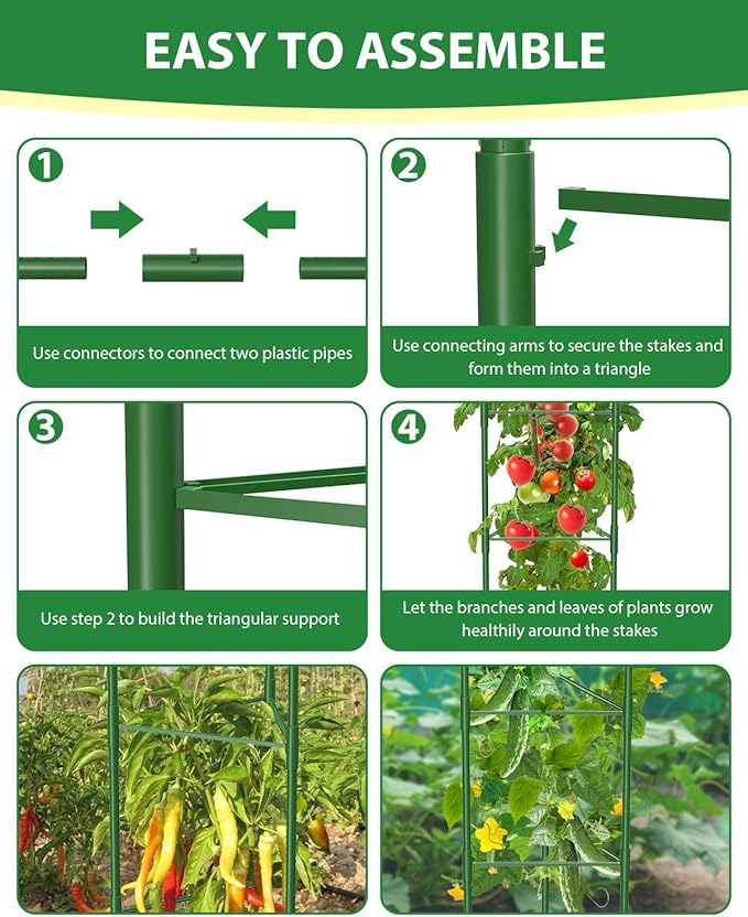 3 Pack Tomato Cages for Garden, 51in*13in Adjustable Tomatoes Plant Stakes - Image 8