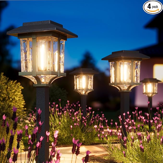 XMCOSY+ Solar Pathway Lights Outdoor, 2-Tone LED Waterproof Garden Outdoor by XMcosy