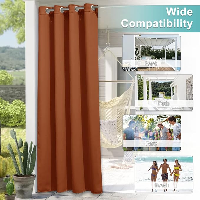 NICETOWN Patio Outdoor Waterproof Curtain, Rustproof Grommet Thermal Insulated - Image 5