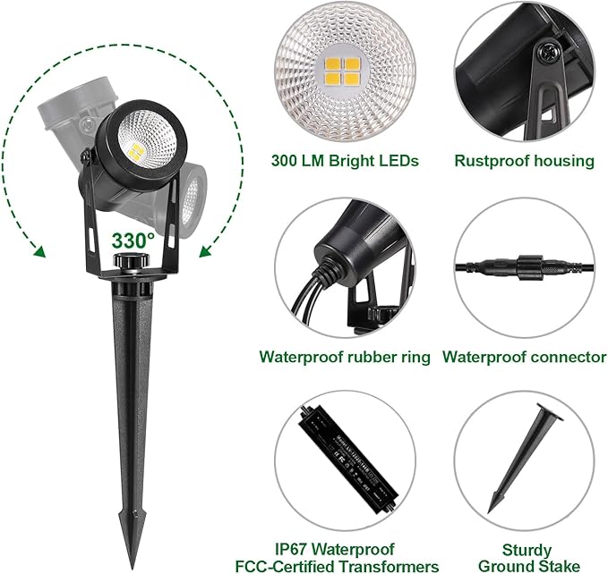 Low Voltage Landscape Lighting, 6 Pack Outdoor Spot Lights - Image 2