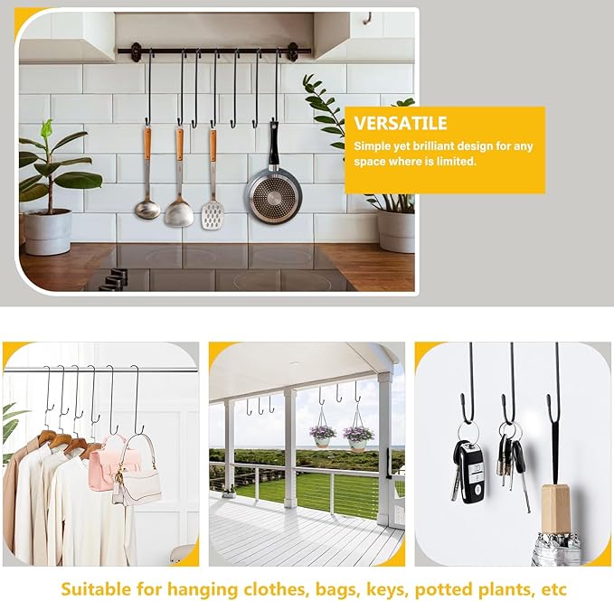 6 Pack 10 Inch Large S Hooks for Hanging Plants, Bird House, Kitchenware - Image 7