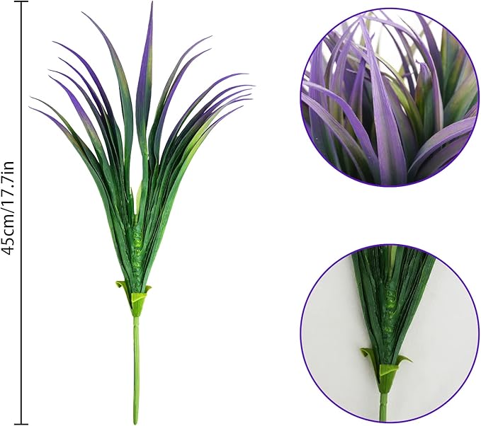 6Pcs Artificial Grass Fake Plants 17.3in Outdoor Plants UV Resistant Faux - Image 6