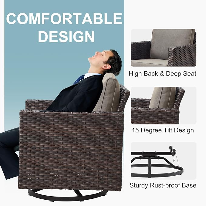 Belord Spacious 11 Pieces Patio Conversation Set - Image 6