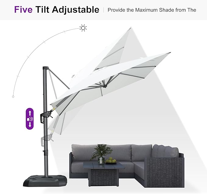 PURPLE LEAF 8'×8' Patio Cantilever Umbrella - Image 8