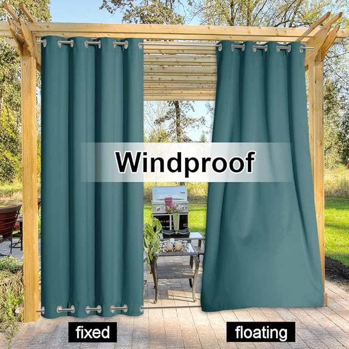 NICETOWN 2 Panels Outdoor Patio Curtains Extra Long Drapes 108 L - Image 3