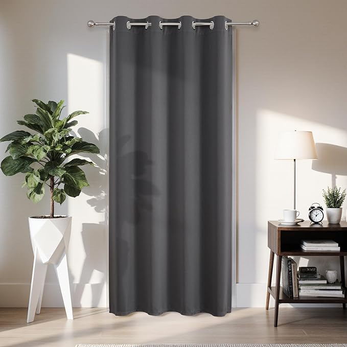 Joydeco Blackout Door Curtain for Doorway Privacy 96 Inches Long, Grommet by JOYDECO