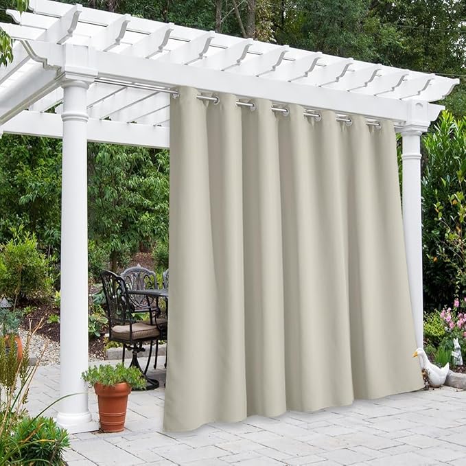NICETOWN Outdoor Curtains for Patio W100 x L95 inch 2 Pieces, Sun Blocking - Image 7