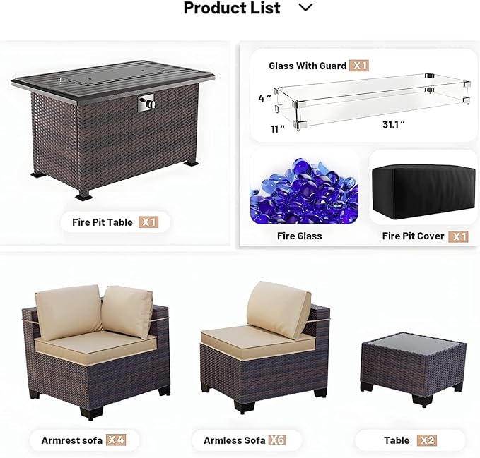 Kullavik 13 Pieces Outdoor Patio Furniture Set - Image 6