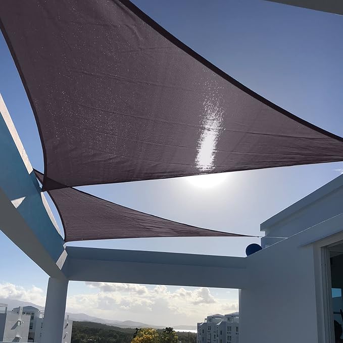SUNNY GUARD Custom Size 14'x16'x16' Dark Grey Sun Shade Sail Right Triangle UV by SUNNYGUARD