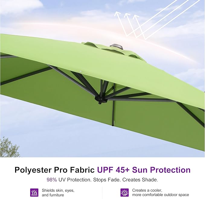 PURPLE LEAF 8 Feet Patio Umbrella Outdoor Cantilever Square Umbrella Aluminum - Image 5
