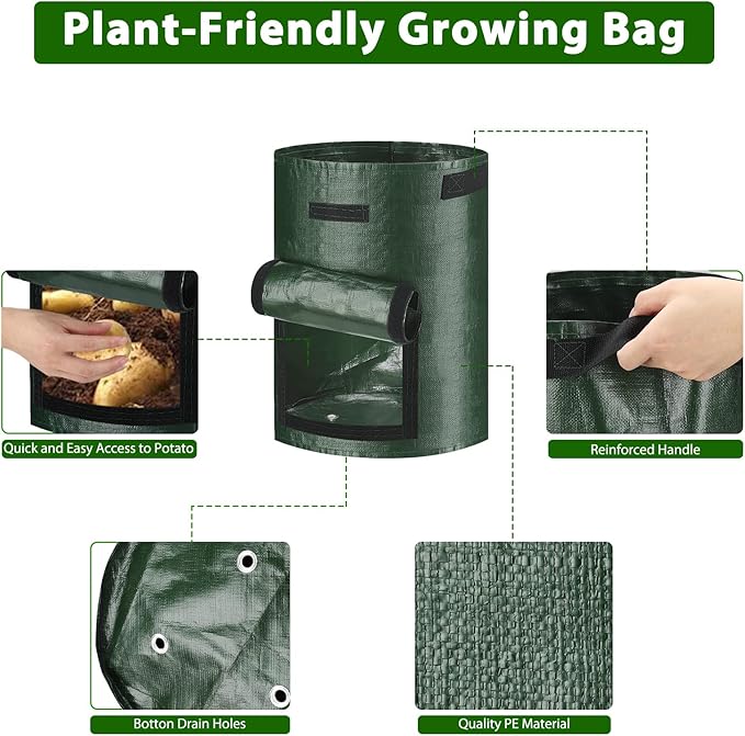 JJGoo Potato Grow Bags, 3 Pack 10 Gallon - Image 4