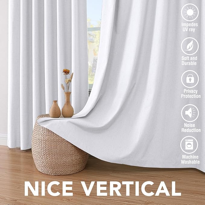 H.VERSAILTEX Linen Blackout Curtains 45 Inches Long 100% Blackout Thermal - Image 7