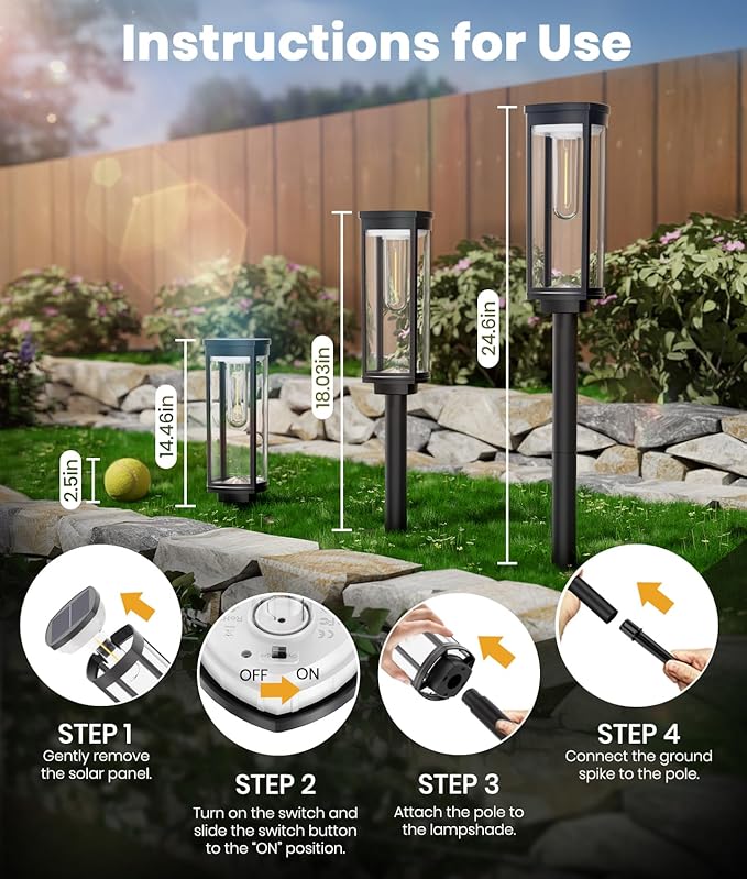 Solar Pathway Lights Outdoor Solar Lights Outdoor, IP65 Waterproof Auto On/Off - Image 7