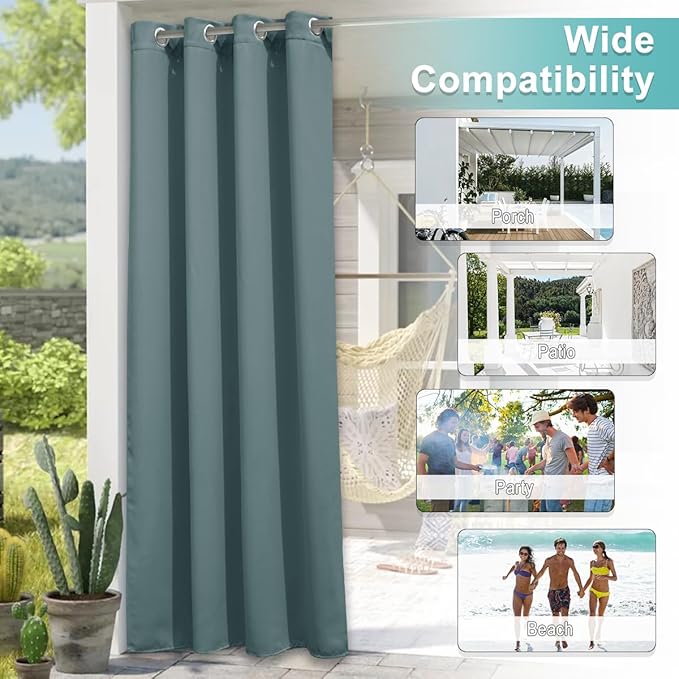 NICETOWN Outdoor Curtainch for Patio Waterproof 84 inch Wide, Thermal Insulated - Image 4