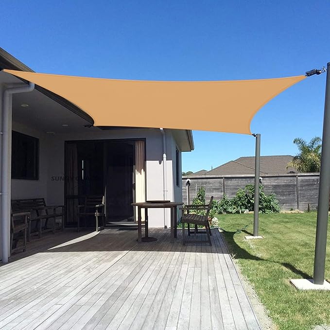 SUNNY GUARD Custom Size 7'x16' Peach Fuzz Sun Shade Sail Rectangle UV Block by SUNNYGUARD