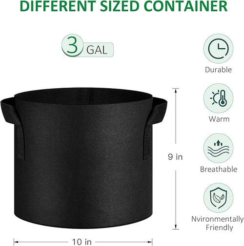 12-Pack 3 Gallon Thickened Non-Woven Grow Bags, Aeration Fabric Pots - Image 2
