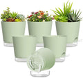 Plant Pots 4 Inch Self Watering Pots, 6 Pack Plastic Planters by SQKH