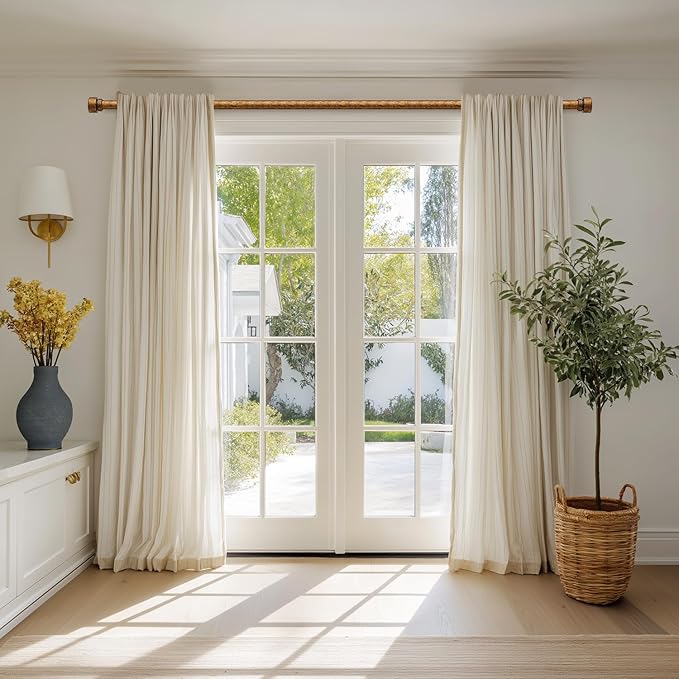 Retro Gold Curtain Rods for Windows 28 to 48 Inches Adjustable Length Heavy - Image 2