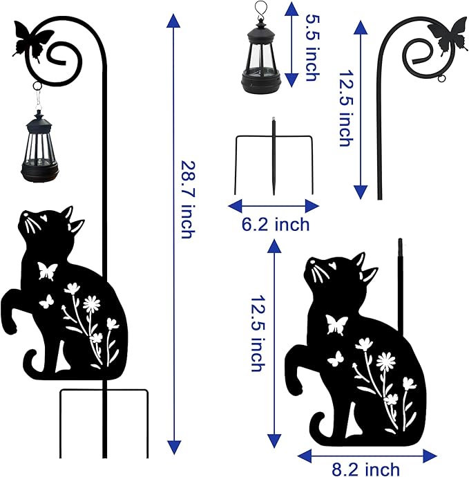 Solar Cat Lantern Garden Stakes - Image 2