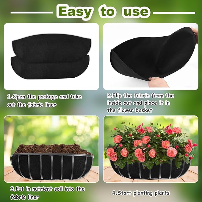 2PCS 36Inch Upgraded Planter Basket Liners Fabric Window Box Liners Felt Trough - Image 5