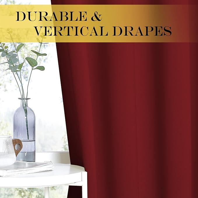 NICETOWN Burgundy Blackout Curtain Grommet - Image 6