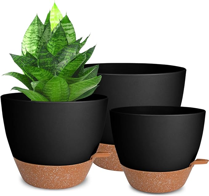 Planters for Indoor Plants 3 Pack, 10/9/8 Inch Self Watering Flower Pots by Vanslogreen