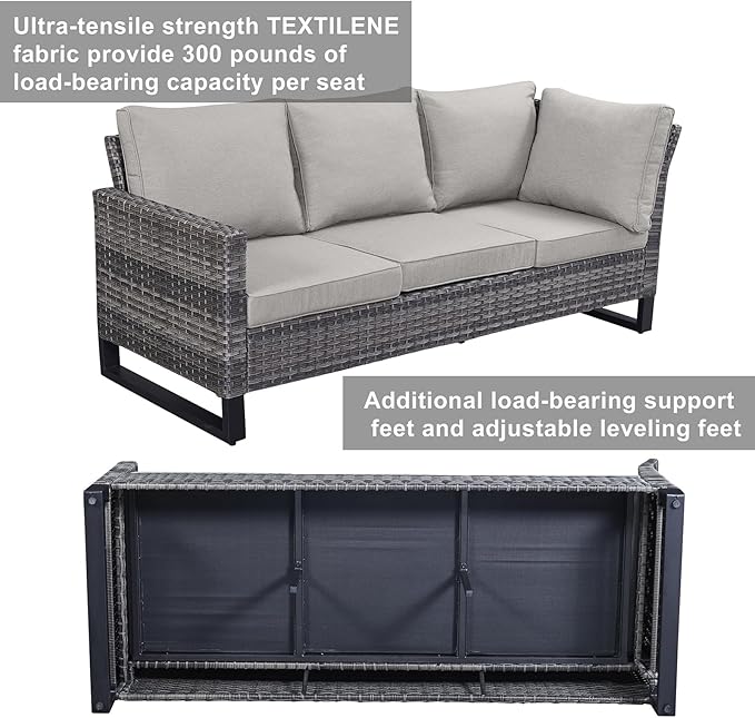 Belord Outdoor Sectional Sofa 6 Seater L Shaped Couch Wicker Patio Conversation - Image 4