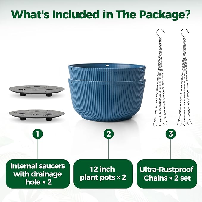 T4U 12 Inch Large Hanging Planters - Image 6