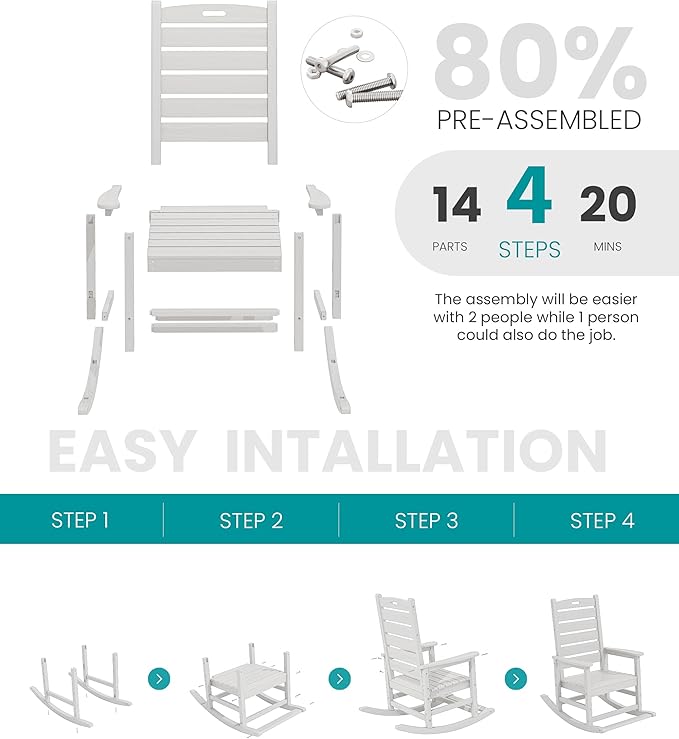 SERWALL HDPE Outdoor Rocking Chair, Oversized Rocking Chair - Image 5