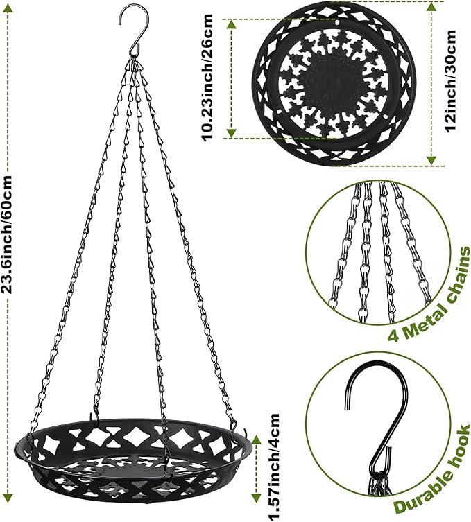 Enhon 3 Pack Plant Hanger, 12 Inch Metal Hanging Planter - Image 4