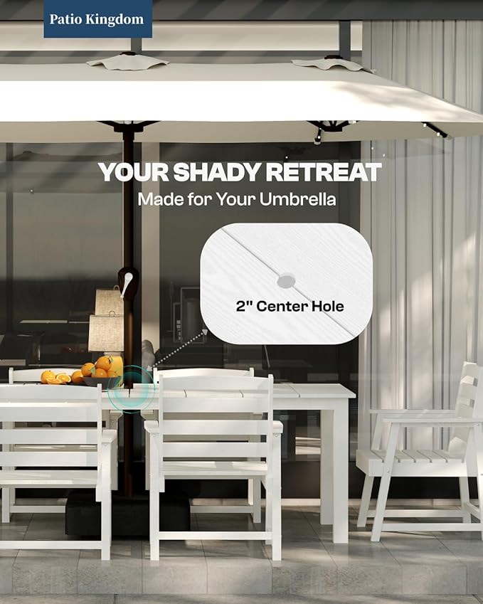 7-Piece White Outdoor Dining Set - Image 4