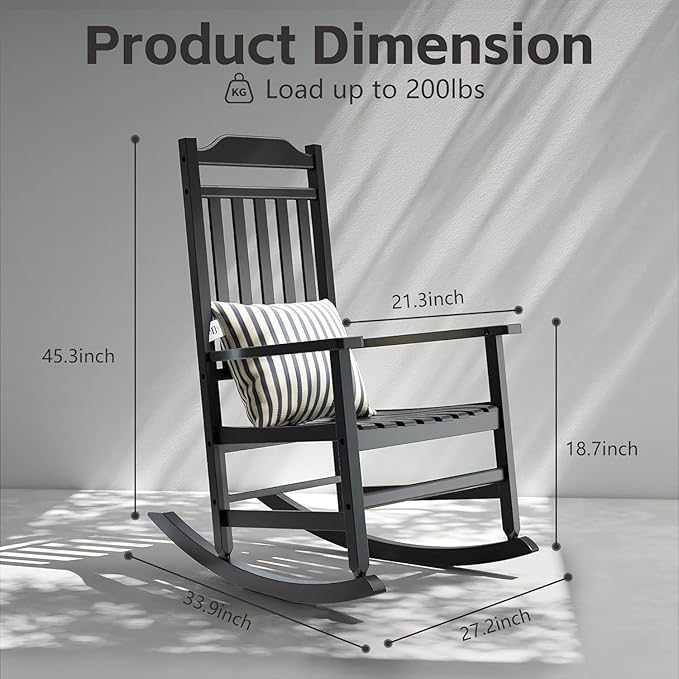 Patio Rocking Chair Outdoor Set of 2, Weather Resistant Poly Resin Oversized - Image 3