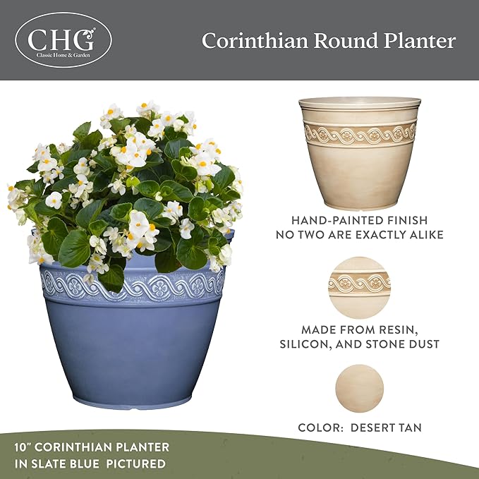 Classic Home and Garden Corinthian Resin Planter Pot - Image 2