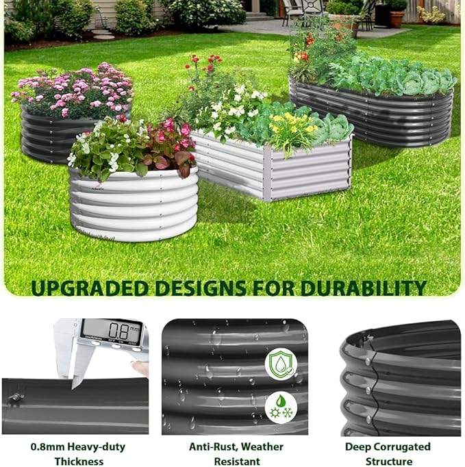 A ANLEOLIFE 6X3X1.5 ft Galvanized Raised Garden Beds Outdoor, Rectangular Metal - Image 7