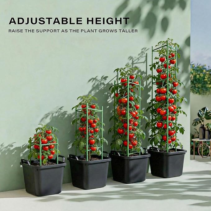 Halatool 63 Inch Tomato Cages for Garden, 6 Pack Adjustable Tall Tomato Cage - Image 3