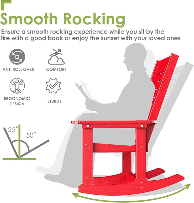 GREENVINES Outdoor Rocking Chair Set | 3-Piece | 2 Rocking Chairs - Image 5