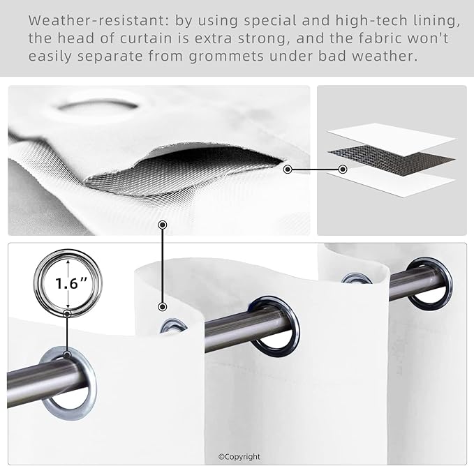 Waterproof Outdoor Curtain W52 x L84 - Image 3