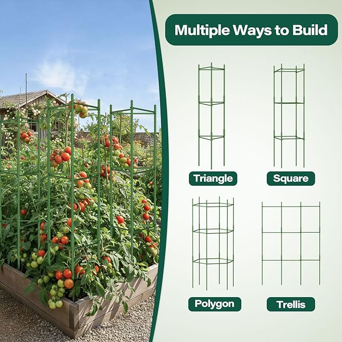 Halatool 63 Inch Tomato Cages for Garden, 6 Pack Adjustable Tall Tomato Cage - Image 5