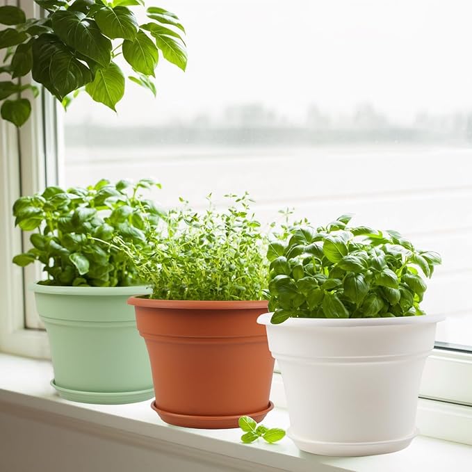 13 Inch Plastic-Flower-Pot-for-Indoor-Plants, 4 Pack Large Outdoor Planter Pot - Image 7