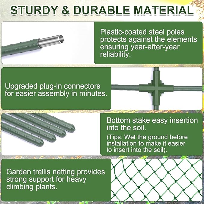 iGreely Cucumber Trellis for Raised Bed, U-Shape Garden Arch Metal Support for - Image 3