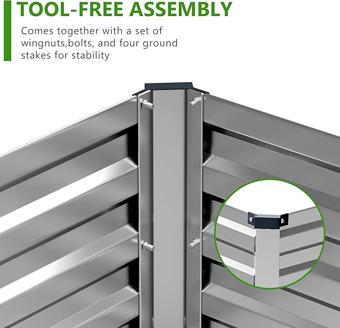 2PCS 8x4x1ft Galvanized Raised Garden Bed Kit, Galvanized Planter Raised Garden - Image 6